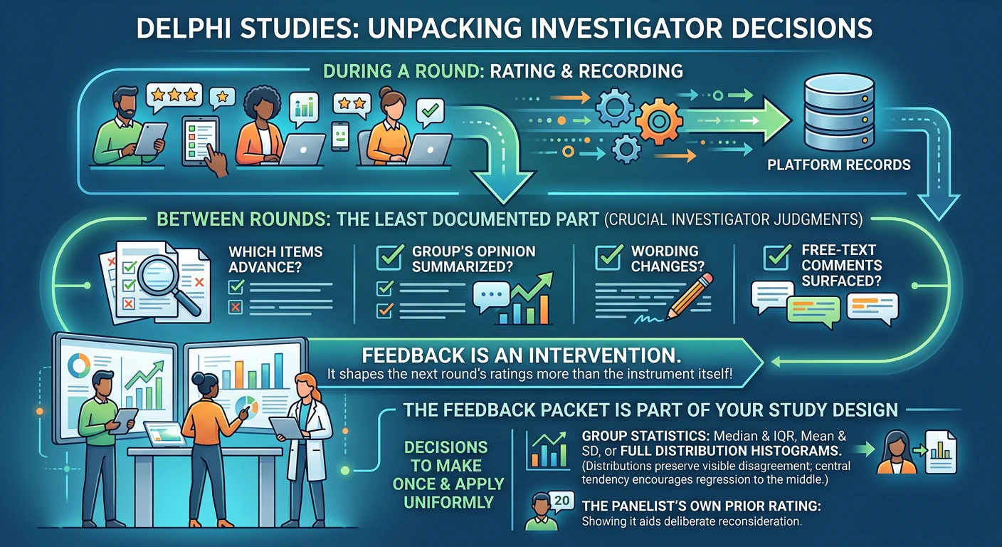 Two Delphi rounds connected by controlled feedback and versioned item revisions